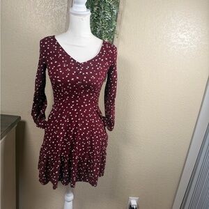 Hollister Burgundy Floral Long Sleeve Dress
